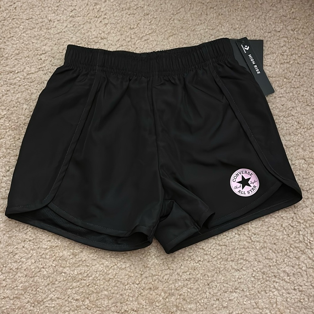 Converse girls high rise black track shorts M5-6